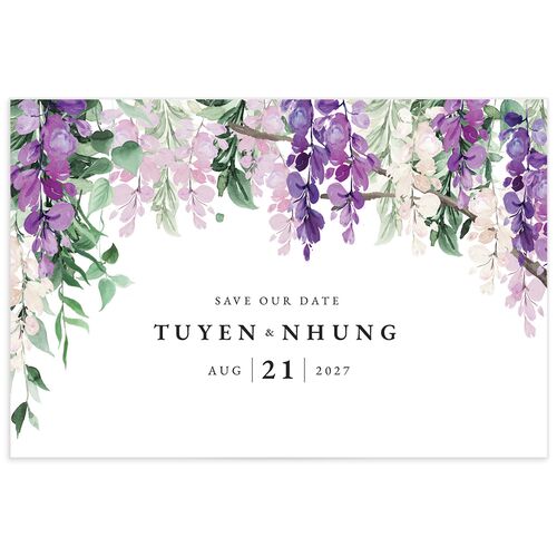 Sparkling Wisteria Save the Date Postcards - Purple