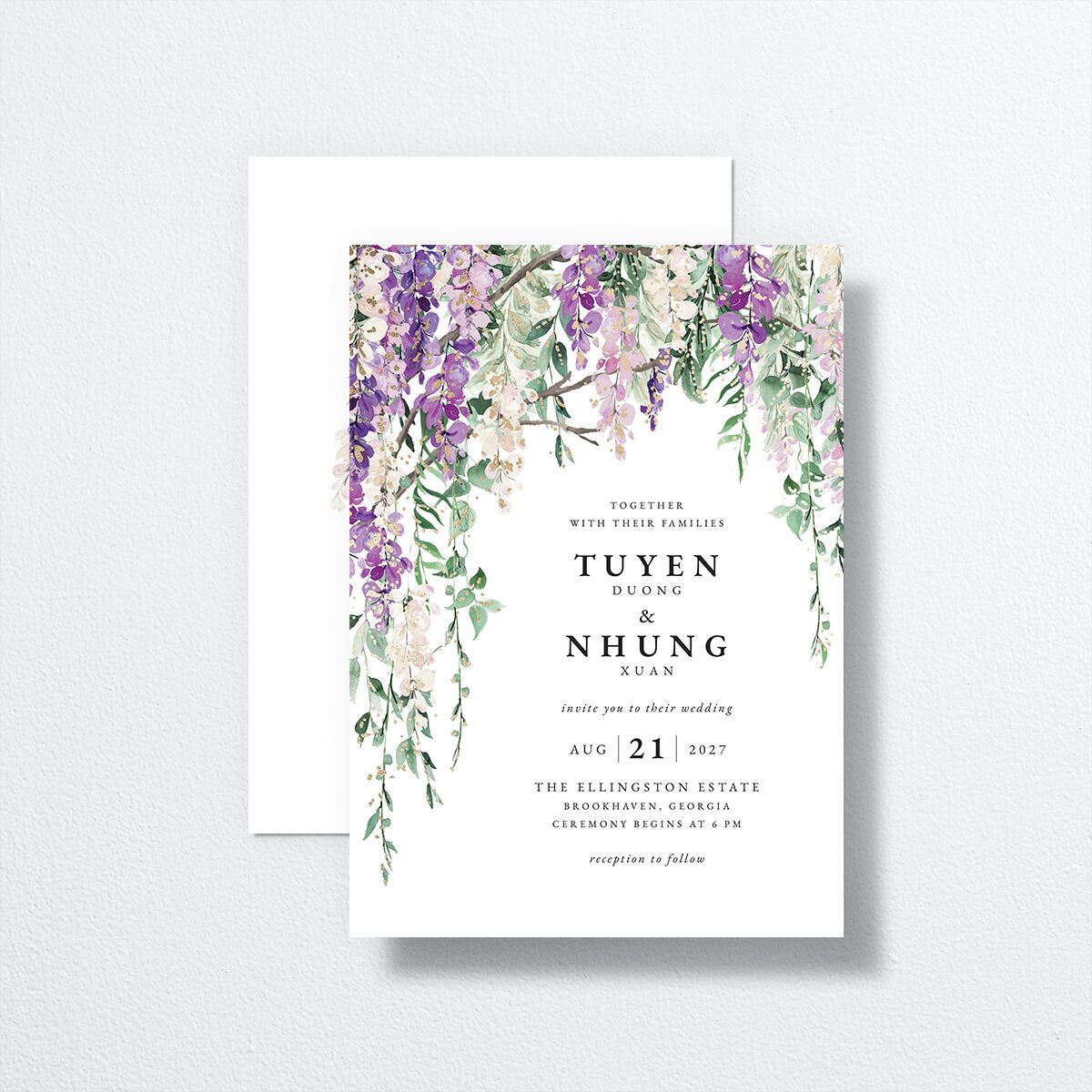 Sparkling Wisteria Wedding Invitations Gold Iris Signature No