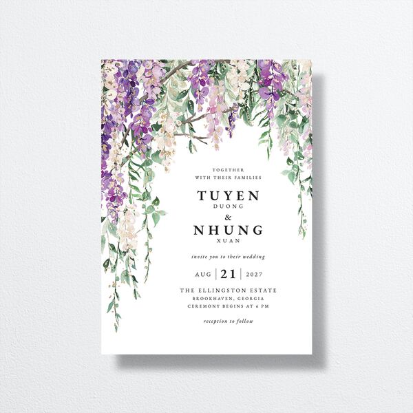 Sparkling Wisteria Wedding Invitations Gold Iris Signature No