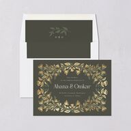 Rustic Nouveau Save the Date Cards Gold Hunter Green Signature smooth Blank No