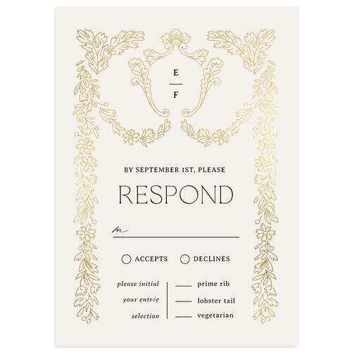 Baroque Border Wedding Response Cards Gold Licorice Signature Standard