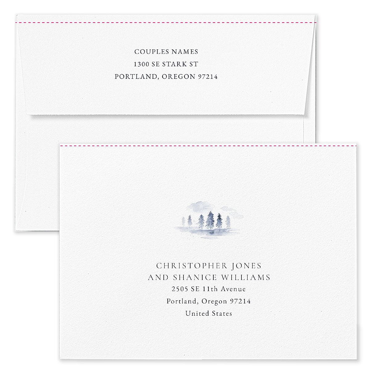 Watercolor Mountains Rehearsal Dinner Invitation Envelopes