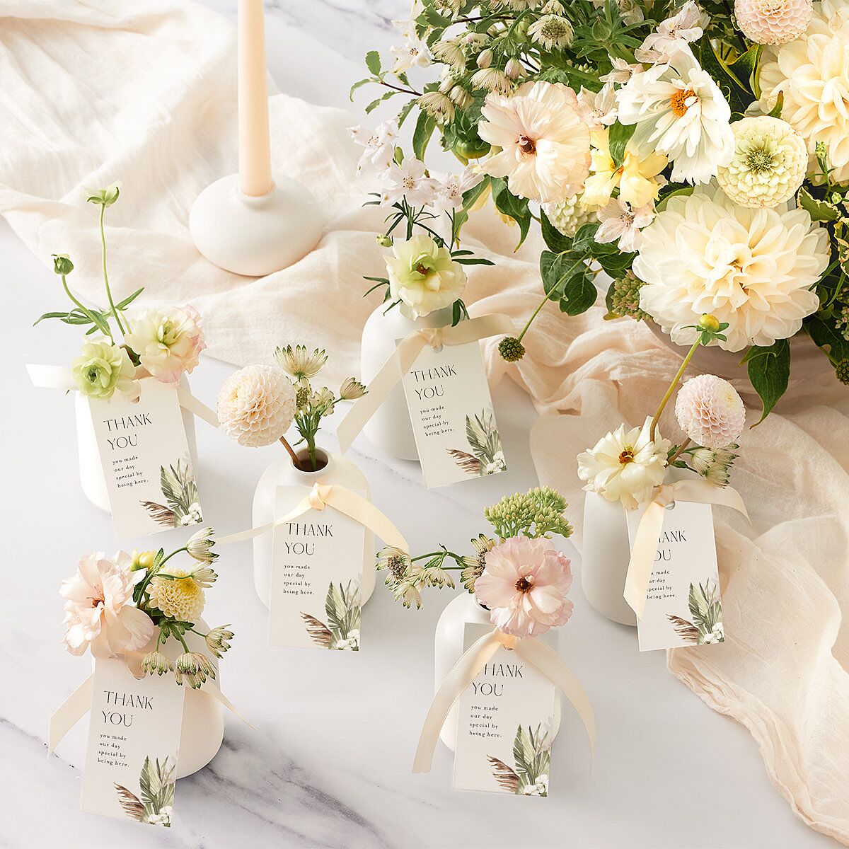 Bohemian Altar Favor Gift Tags Pure White Signature