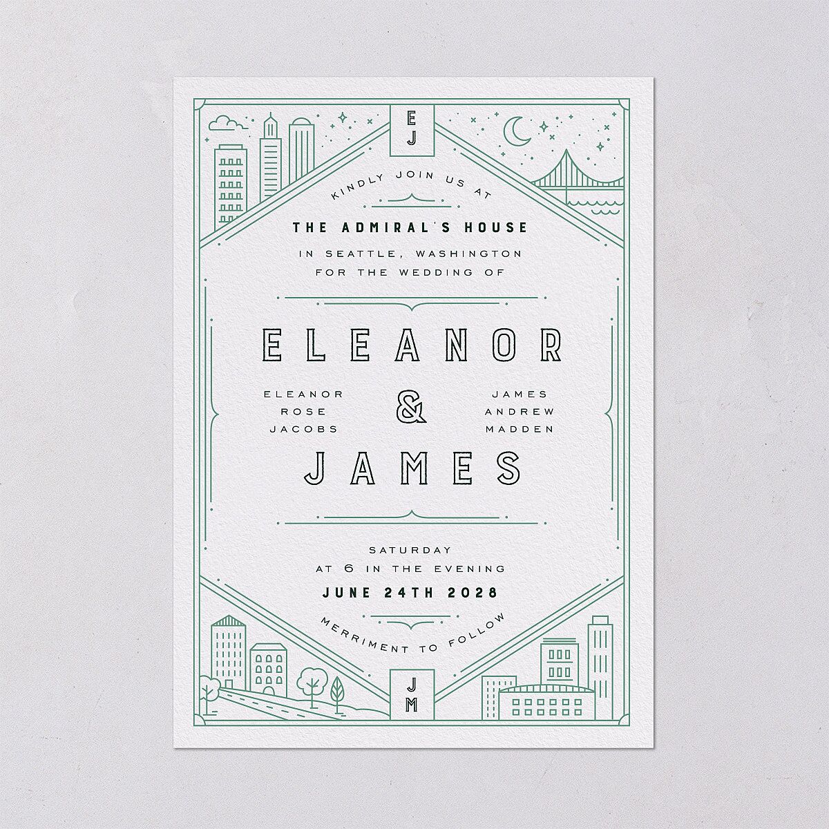 Iconic City Wedding Invitations Tide Pool Signature Blank No Standard