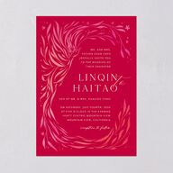 Chinese Phoenix Fenghuang Wedding Invitations Rose Pink Signature Blank No Standard