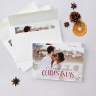 Newlywed Christmas Holiday Cards Garnet Signature Blank Standard Landscape