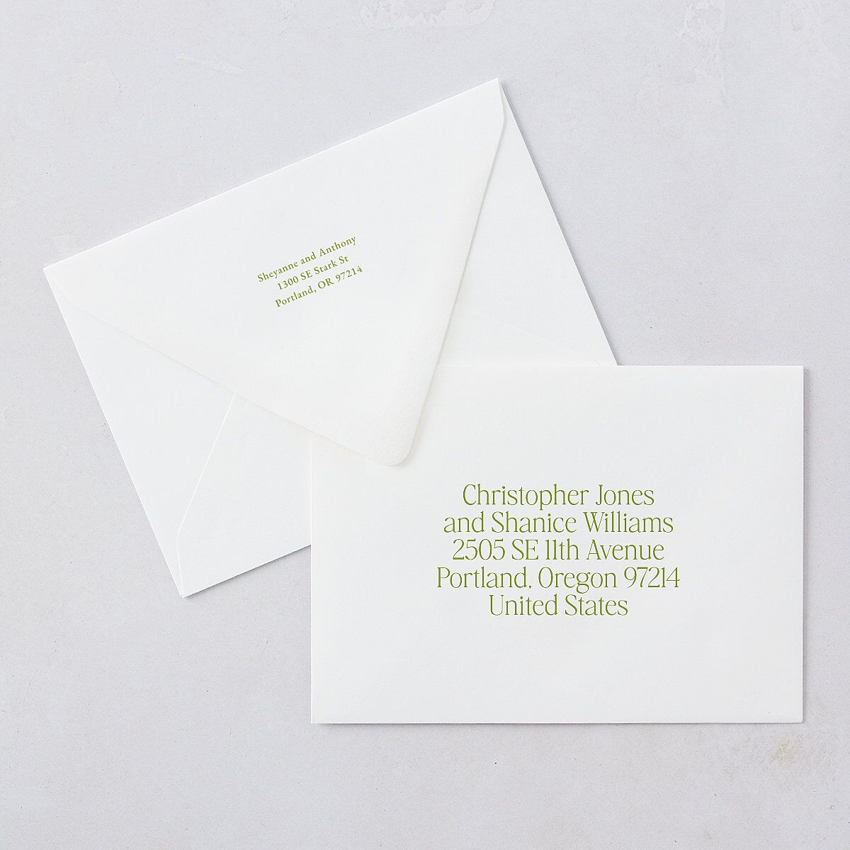Modern Editorial Wedding Date Save The Date Card Euro Envelopes White Meadow Both Recipient and Return Addresses Luxe Signature