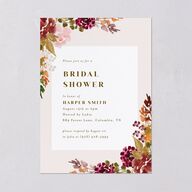 Fall Garland Bridal Shower Invitations Peony Signature Blank Standard