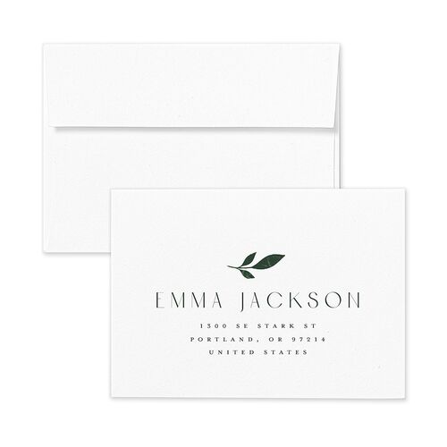 Gilded Leaves Wedding Response Card Standard Envelopes White Standard Hunter Green Return Address Signature