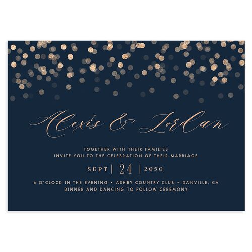 Elegant Glow Wedding Invitations Navy Signature Blank No Standard