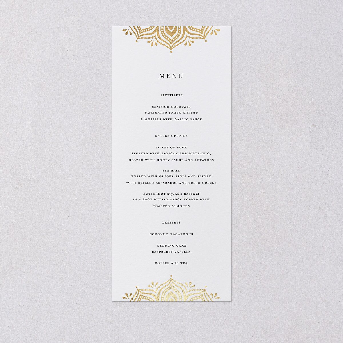 Gilded Adornment Menus — view 1