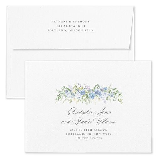 Glamorous Regency Garden Bridal Shower Invitation Envelopes by Bridgerton Blue Ice Blue Recipient Address Signature Standard