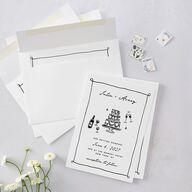 Hand Drawn Cake Wedding Invitations Pure White Signature Blank No Standard