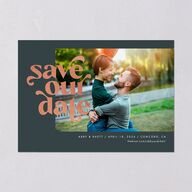 Save Our Date Save The Date Cards Rose Gold Dark Emerald Signature smooth Blank No Standard