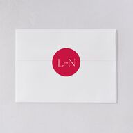 Hawaiian Tropical Orchid Oval Wedding Stickers Crimson Circle