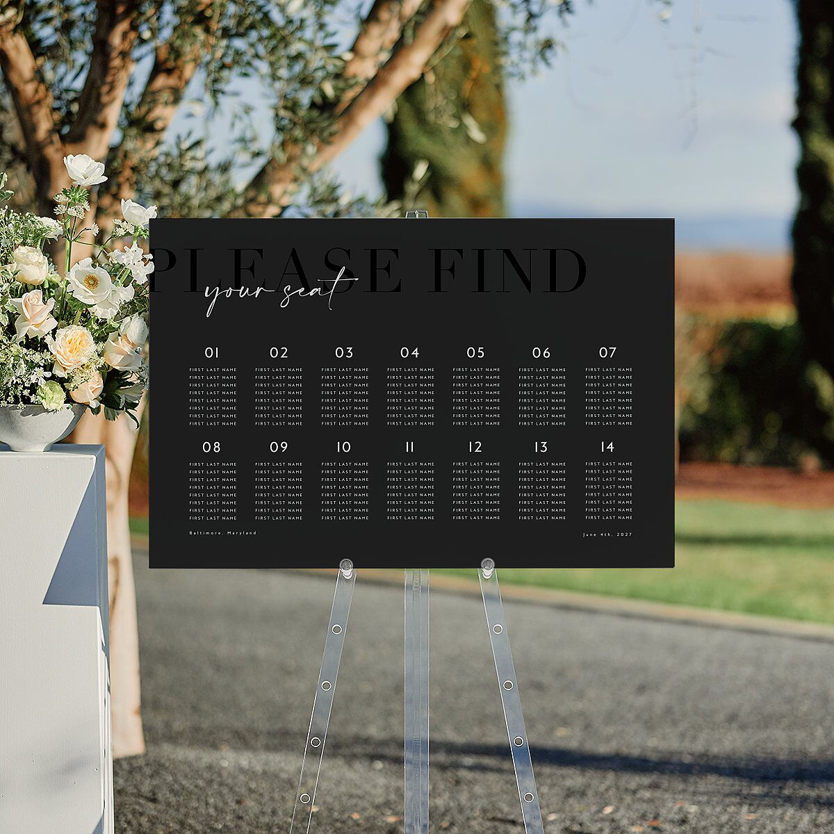 Modern Vow Standard Seating Chart Large Charcoal Standard Indoor Foam Core L Seating