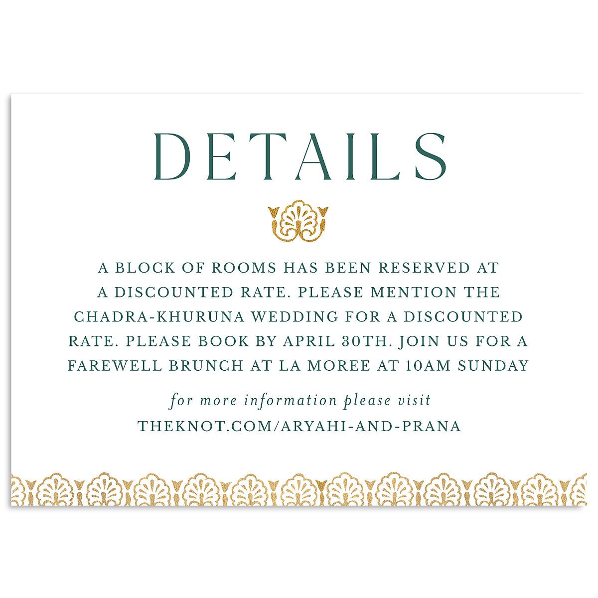 Ornamental Elegance Wedding Enclosure Cards