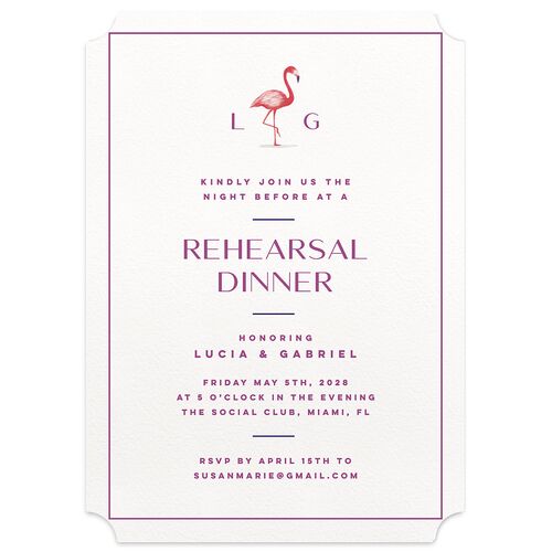 Meet Us In Miami Rehearsal Dinner Invitations Cruise Signature Blank Ticket