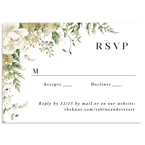 Gilded Fern Frame Botanical Wedding Response Cards Gold Charcoal Signature Standard