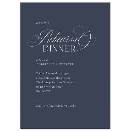 Opposites Attract Rehearsal Dinner Invitations Moody Blue Signature Blank