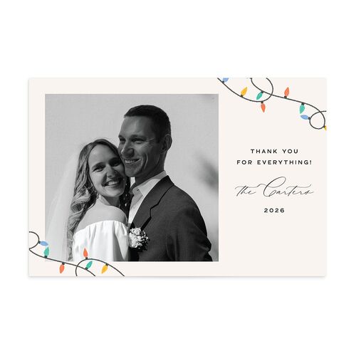 Whimsical Drawn Holiday Lights Thank You Postcards Sapphire
