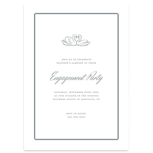 Elegant Swans Engagement Party Invitations Dusty Blue Signature Blank Standard