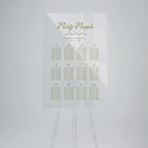 Cabana Stripes Acrylic Seating Chart Large Olive Standard Acrylic L Seating