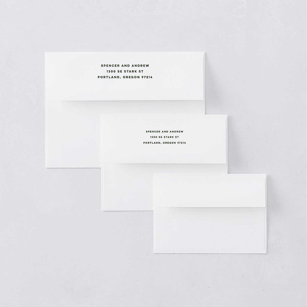 Adventure Icon Wedding Invitation Envelopes White Hunter Green Both Recipient and Return Addresses Standard Signature