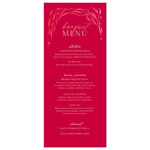 Chinese Phoenix Fenghuang Menus Rose Pink Signature