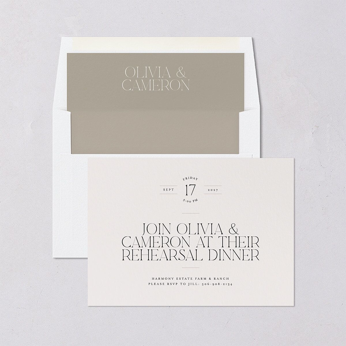Photo Arch Rehearsal Dinner Invitations Taupe Signature Blank Standard