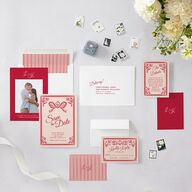 Vintage Heart Locket Save the Date Cards Crimson Signature smooth Blank No Rounded