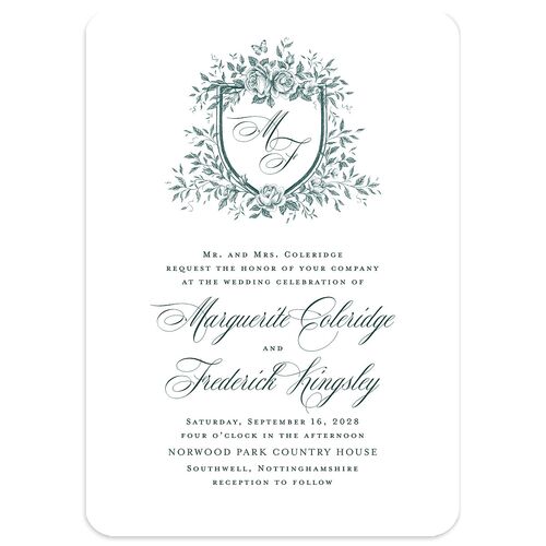 Elegant Rose Crest Wedding Invitations Forest Signature Blank No Rounded