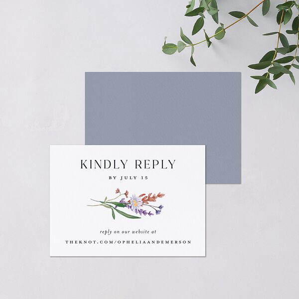 Mountain Wildflowers URL RSVP Cards Dusty Blue Signature Standard