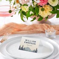 Vintage Mountain Place Cards Dusty Blue Signature