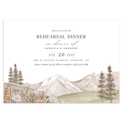 Mountain Wildflowers Rehearsal Dinner Invitations Mocha Signature Blank Standard
