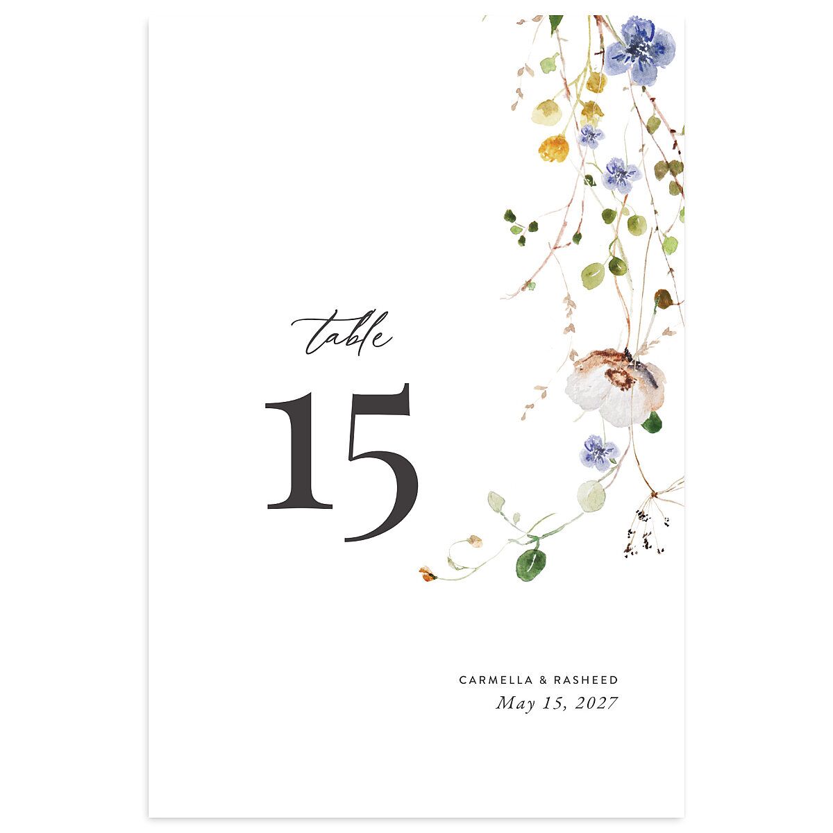 Delicate Wildflower Table Numbers