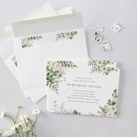 Gilded Fern Frame Botanical Rehearsal Dinner Invitations Linen Signature Blank Standard