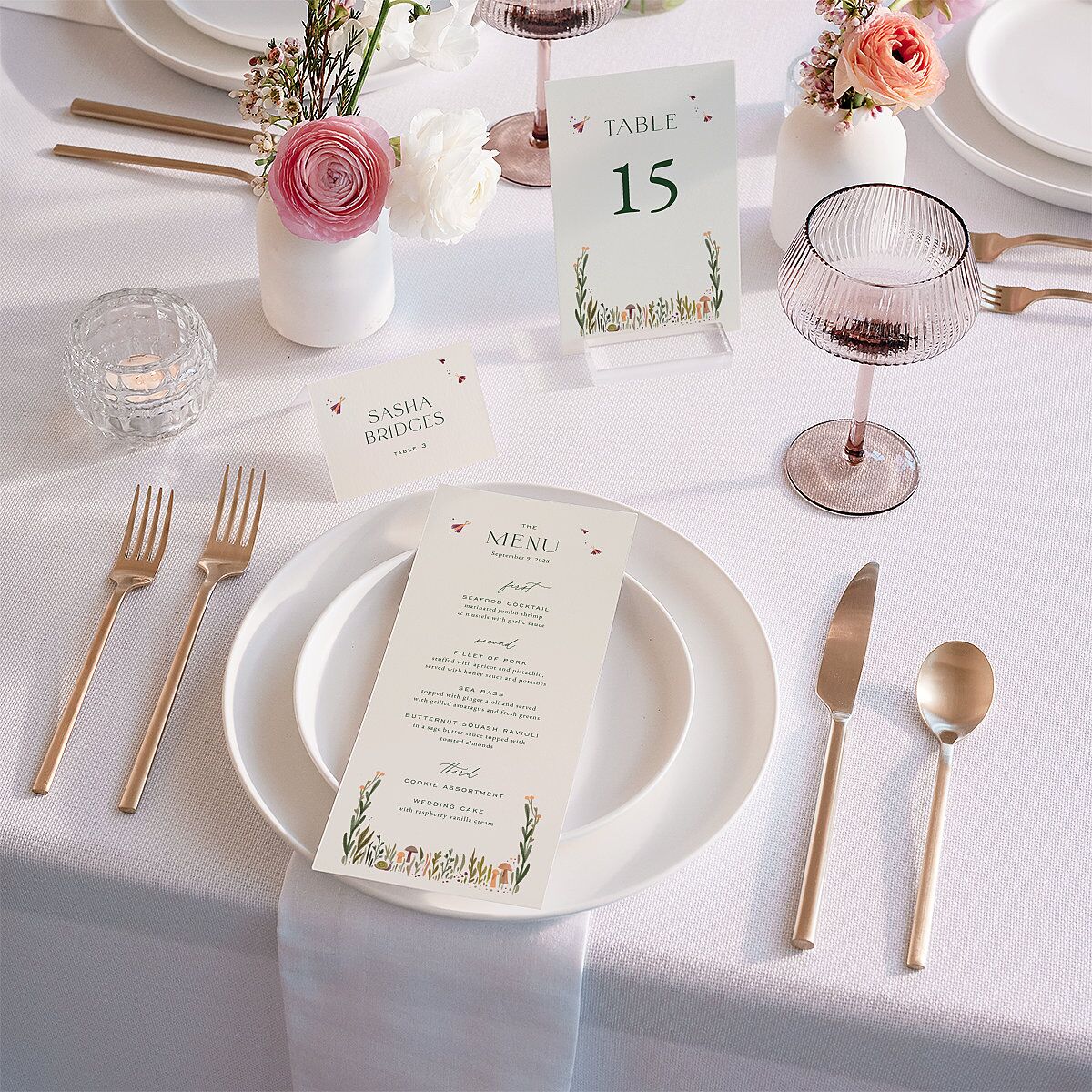 Mushroom Magic Place Cards Mauve Signature