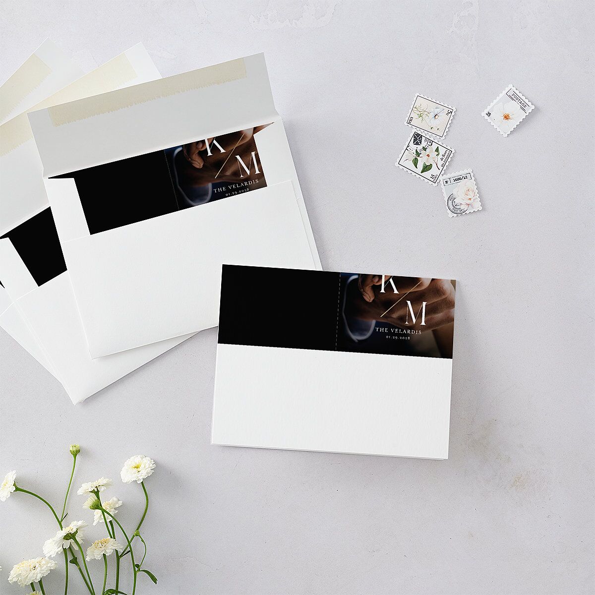 Monogram Slant Foil Thank You Cards — view 2