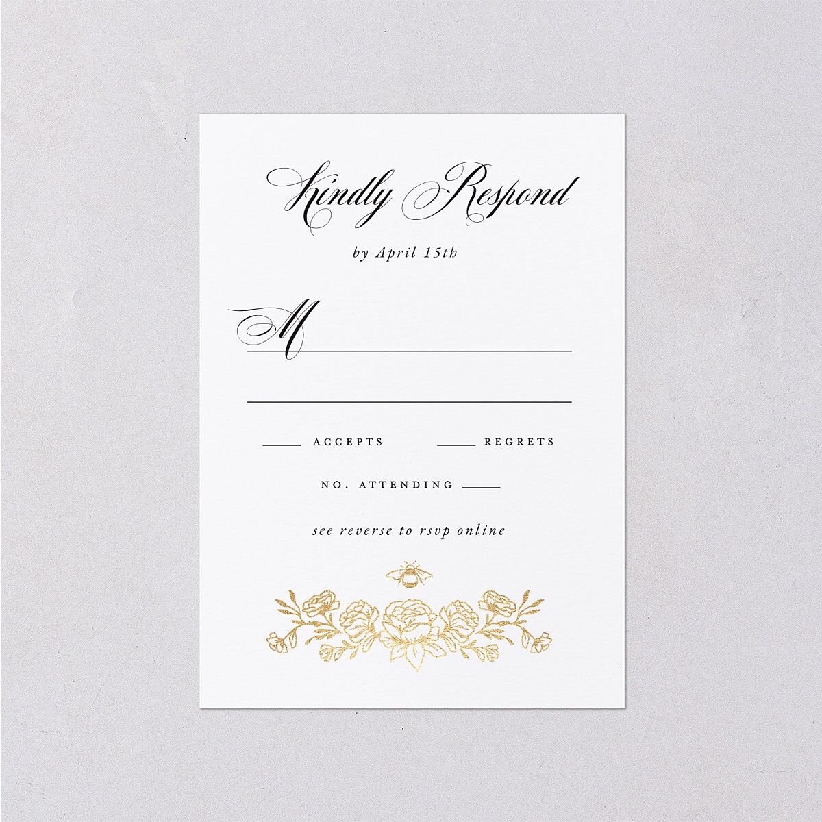 Rose Garden Crest Wedding Response Cards by Bridgerton — view 1