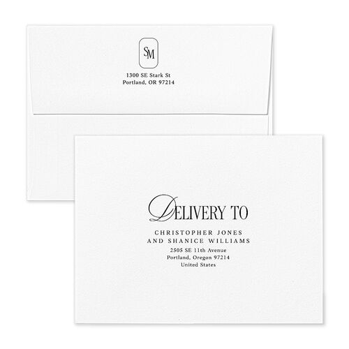 Luxury Editorial Photo Save the Date Magnet Envelopes Rose Champagne Both Recipient and Return Addresses Signature Standard