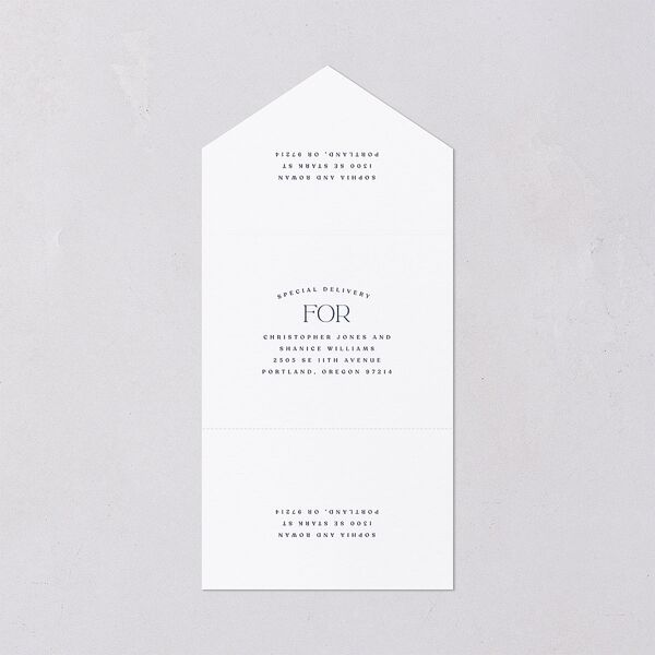 Classic Stack All-in-One Wedding Invitations Midnight Navy Signature Light Both Recipient and Return Addresses No