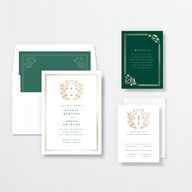 Rustic Kingdom Wedding Invitations Gold Dark Green Signature No