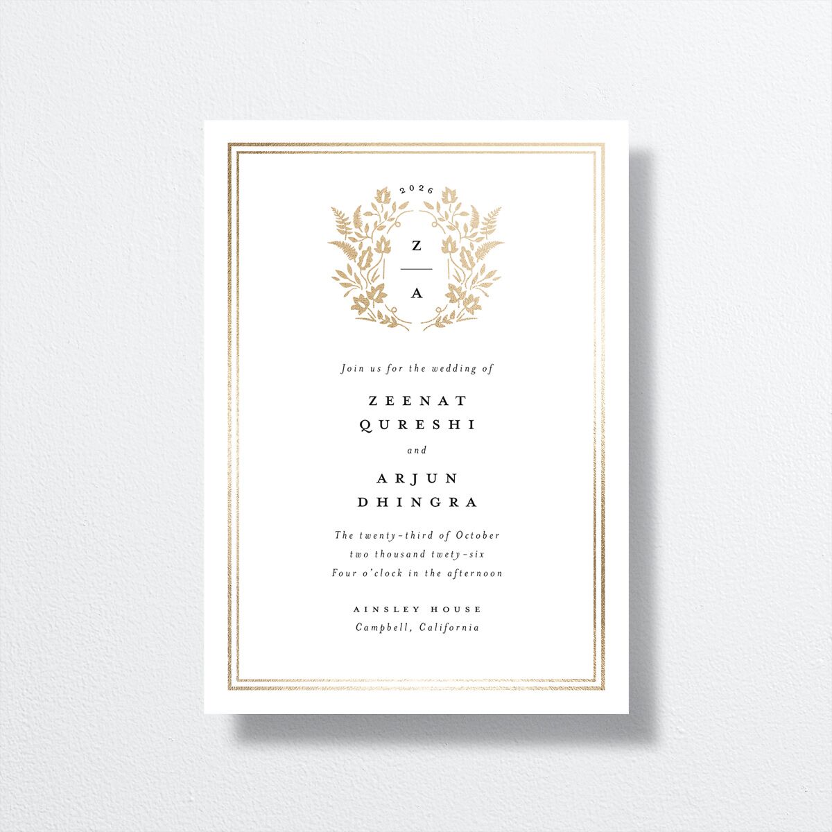 Rustic Kingdom Wedding Invitations front in grey