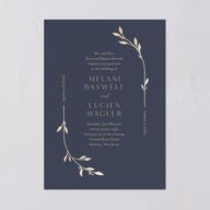Gilded Sprigs Foil Wedding Invitations Gold Moody Blue Signature Blank No Standard