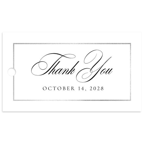 Timeless Frame Favor Gift Tags Silver Pure White Pearlescent