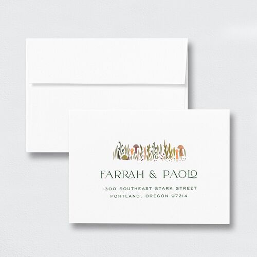 Mushroom Magic Response Card Envelopes White Standard Mauve Return Address