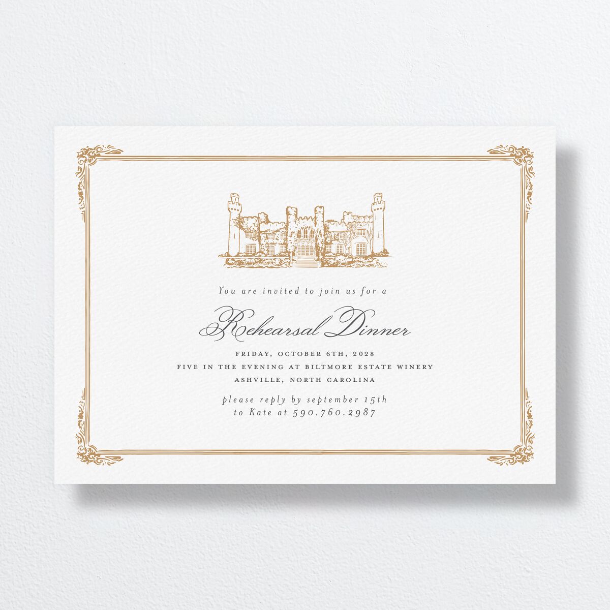 Medieval Castle Rehearsal Dinner Invitations Almond Signature Standard