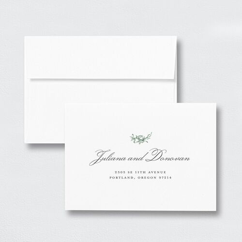 Medieval Castle Response Card Envelopes White Standard Eucalyptus Return Address Signature
