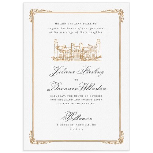 Charming Chateau Wedding Invitations - Gold